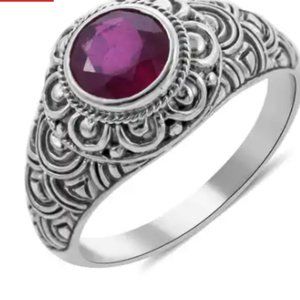 Bali Legacy Niassa Ruby (FF) Floral Ring in Sterling Silver 4.00 ctw